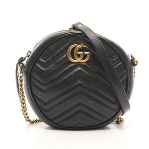 Gucci GG Marmont Round Leather Shoulder Bag Black